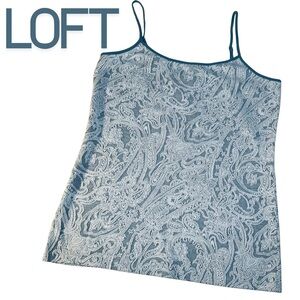 LOFT Women’s Blue Gray Paisley Print Spaghetti Strap Camisole